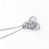 925 Sterling Silver Good Luck Irish Claddagh Celtic Knot Love Heart Pendant Necklace for Women Girls Ladies Birthday Gift, 18