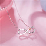 925 Sterling Silver Infinity Necklace  White Gold-Plated Rose Flower Pendant Necklace Love Gift for Women