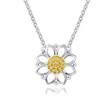 S925 Sterling Silver Choker Sideways Necklace Sunflower Unicorn Pendant Necklace