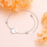Dainty S925 Sterling Silver Jewelry Adjustable moon and star Bracelet