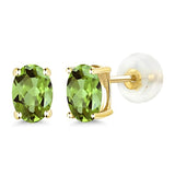 14K Gold Green Peridot  Stud Earrings 
