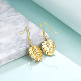 S925 Sterling Silver Leaf Drop Earrings Monstera Leaves Dangle Earring for Women，Leaf Jewelry