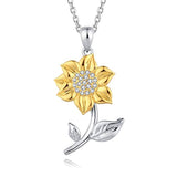 Silver Sunflower Pendant Necklaces 