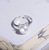 Cat Pearl Ring Sterling Silver