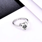 925 Sterling Silver Rose Ring Heart Shape Hold Loved One Ashes Cremation Urn Rings Memorial Jewelry for Women Finger Ring