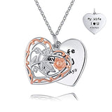 Silver Rose heart  Pendant Necklace