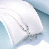 Sterling Silver Stethoscope Nurse Necklace Nursing Themed Pendant Necklace for Women Girls