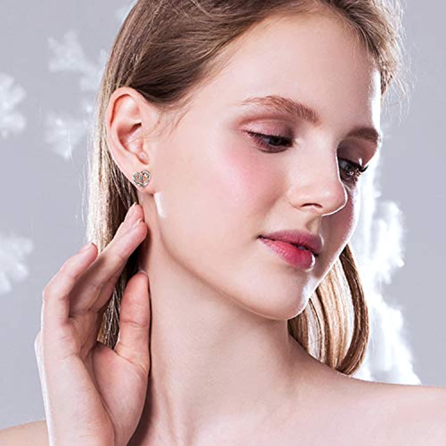 Sterling Silver Rose Flower Stud Earrings Hypoallergenic Jewelry for Women