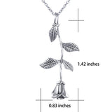 S925 Oxidized-plated Sterling Silver Rose Flower Pendant Necklace Jewelry for Women