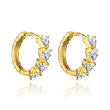 14k Gold Hoop Earrings with Heart Shaped CZ Earrings For Women
