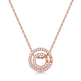 925 Sterling Silver Interlocking Necklace Pendant With Sparkling Cubic Zirconia Rose Gold Plated