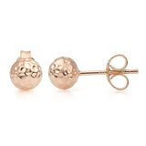 925 Sterling Silver Rose Gold-Plated Hammer Finish Tiny Ball Post Stud Earrings