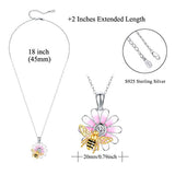925 Sterling Silver Flower Bee Necklace Pendant  Jewelry For Women Girls for Her