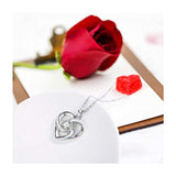 Opal Necklace 925 Sterling Silver Forever Love Heart Necklaces for Women Cubic Zirconia Pendant Jewelry Gift for Women