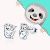 Sterling Silver Sloth Stud Earrings Cute Sloth Stuffed Animal Jewelry gift for Women