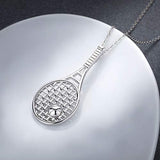 925 Sterling Silver Tennis Racket Necklace Tennis Sports Lover Jewelry Gifts for Women Men