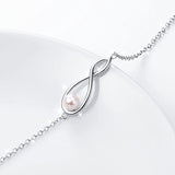S925 Sterling Silver Sideways Infinity Cross Adjustable Bracelet For Women