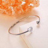 925 Sterling Silver Adjustable Open Cuff Heart Bangle Bracelet for Women Girls Inspirational Gift