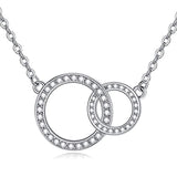  Silver Two Interlocking Infinity Circles Pendant Necklace