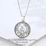 Double Cats Necklace Sterling Silver on Tree of Life Pendant Necklaces with 18'' Chain for Women Mom Wife Girlfriend