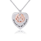 Silver Forever Love Animal Paw Heart Pendant Necklace