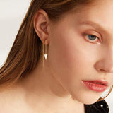 Threader Earrings Sterling Silver Opal Dangle Drop Pull Through Earrings for Women