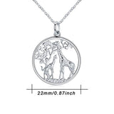 Giraffe Jewelry for Women,Elegant Giraffe Necklace 925 Sterling Silver Tree of Life Necklace Forever Love Family Necklace Gift for Women