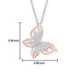925 Sterling Silver Butterfly Necklace with CZ Heart Pendant Jewelry Gift for Girls Women Girlfriend