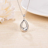 Sterling Silver CZ Teardrop Cremation Jewelry Eternity Urn Necklaces Exquisite Keepsake Memorial Pendant for Loved Ones Ashes