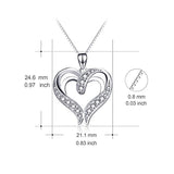 Sterling Silver Cubic Zirconia Heart Necklace Love Heart Pendant Necklace Dainty Jewelry Gifts for Women Girls