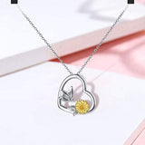 Daisy Sunflower Butterfly Necklace 925 Sterling Silver You are My Sunshine Love Heart Pendant Butterfly Jewelry Gift for Girlfriend and Mom