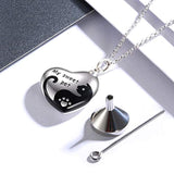 S925 Sterling Silver Heart Pet Urn Necklace | Cremated Ashes Pendant Holder with Mini Pawprints For Women