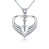 Silver Gardian Angel Wings Necklace Cross Necklace