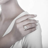 Rhodium Plated Sterling Silver Round Cubic Zirconia CZ Statement Halo Engagement Wedding Ring Set