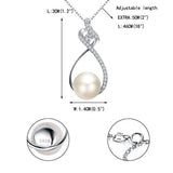 Women's 925 Sterling Silver CZ Cultured Pearl 8-Shaped Infinity Elegant Prom Pendant Necklace