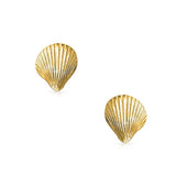 Nautical Tropical Beach Cockle Seashell Stud Earrings For Women Sea Life 925 Sterling Silver