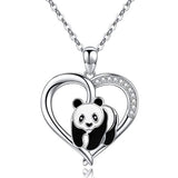  Silver Cute Panda Animal Necklace