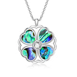 Silver Four Leaf Clover Pendant Necklace 