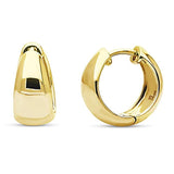 Yellow Gold Flashed Sterling Silver Dome Small Fashion Hoop Huggie Earrings
