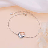 925 Sterling Silver Cute Animal Sloth Heart Bracelet Gift for Women Teen Girls