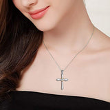 Cross Necklace 925 Sterling Silver Infinity Love of God Heart Cross Pendant Necklace Christian Gift for Women Girls