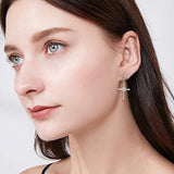 S925 Sterling Silver Dangle Drop Cross Daisy Earrings Jewelry Gifts for Women Girls Birthday