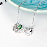 925 Sterling Silver Infinity Heart Cubic Zirconia Friendship Pendant Necklace