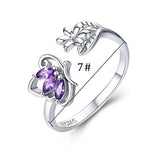 Rings for Women Butterfly Flower Rings 925 Sterling Silver Purple CZ Wrap Open Adjustable Finger Ring 5 6 7 8 9 Gifts for Women Girls