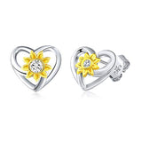 You Are My Sunshine Sunflower Earrings For Women Girlfriend Sterling Silver Sunflower Heart Stud Earrings Jewelry Gifts