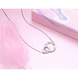 S925 Sterling Silver The two interlocking infinity circles Pendant Necklace Gift for Women Wife Mother Daughter