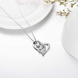 sterling silver  Heart pendant necklace cubic zirconia  I love you to the moon and back Neckalce For Women