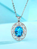 Fine Jewelry Anniversary Gift for Women Swiss Blue Topaz Natural Gems Sterling Silver Necklace