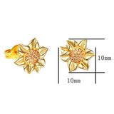 You Are My Sunshine Sunflower Gold Plated S925 Sterling Silver Earrings