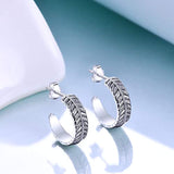 Feather Hoop Earrings 925 Sterling Silver Vintage Oxidized Hoop Feather Jewelry Gifts for Women